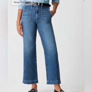JCrew Petite wide-leg cropped utility jean in all-day stretch